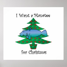 I want a manatee for christmas poster