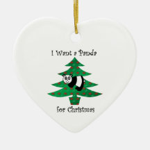 I want a panda for christmas christmas tree ornaments