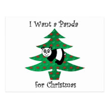 I want a panda for christmas postcard
