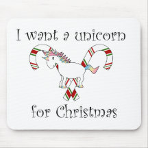 I want a unicorn for christmas candy canes mouse pad