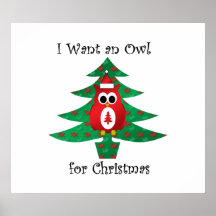 I want an owl for christmas poster