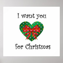 I want you for christmas heart red bow poster