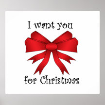 I want you for christmas with red bow print