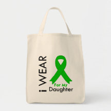 I Wear a Green Ribbon For My Daughter Tote Bags