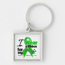 I Wear a Green Ribbon For My Wife Key Chains