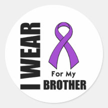 I Wear a Purple Ribbon For My Brother Round Stickers