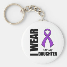I Wear a Purple Ribbon For My Daughter Keychains