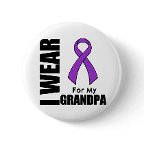 I Wear a Purple Ribbon For My Grandpa Button