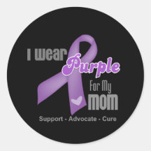 I Wear a Purple Ribbon For My Mum Round Sticker