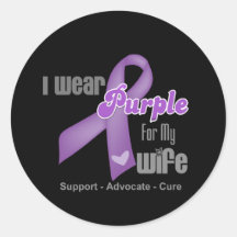 I Wear a Purple Ribbon For My Wife Round Sticker