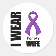 I Wear a Purple Ribbon For My Wife Round Sticker
