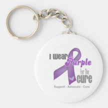 I Wear a Purple Ribbon For The Cure Keychains
