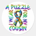 I Wear A Puzzle for my Cousin Round Sticker