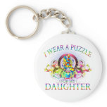 I Wear A Puzzle for my Daughter (floral) Keychains