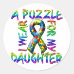 I Wear A Puzzle for my Daughter Round Sticker