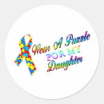 I Wear A Puzzle for my Daughter Round Stickers