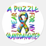I Wear A Puzzle for my Granddaughter Round Stickers