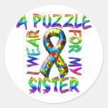 I Wear A Puzzle for my Sister Round Sticker