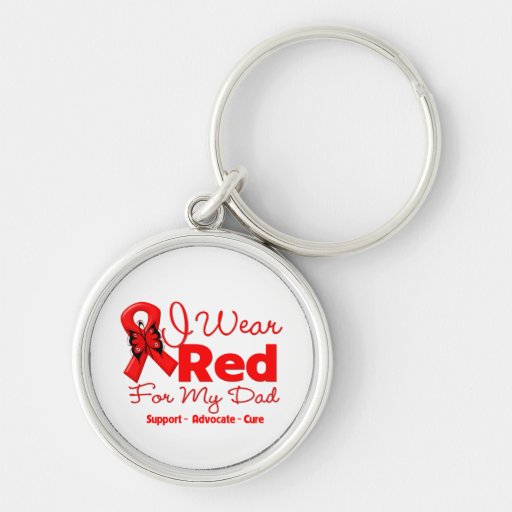 I Wear a Red Ribbon For My Dad Key Chains