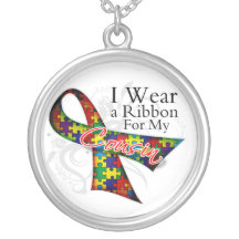 I Wear a Ribbon For My Cousin - Autism Awareness Necklaces