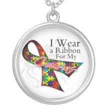 I Wear a Ribbon For My Cousins - Autism Awareness Necklace
