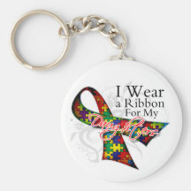 I Wear a Ribbon For My Daughters Autism Awareness Key Chains