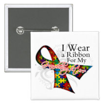 I Wear a Ribbon For My Granddaughters - Autism Pins