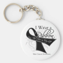 I Wear a Ribbon For My Hero - Melanoma Keychain