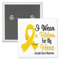 I Wear a Ribbon For My Hero - Testicular Cancer Pin