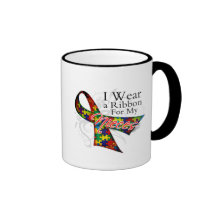 I Wear a Ribbon For My Nieces - Autism Awareness Coffee Mug