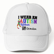 I Wear An Autism Ribbon For My Grandson Trucker Hats