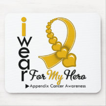 I Wear APPENDIX CANCER Ribbon For My Hero Mousepads
