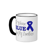 I Wear Blue For My Brother (Blue Awareness Ribbon) Coffee Mugs