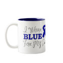 I Wear Blue For My Dad (Blue Awareness Ribbon) mugs