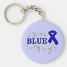 I Wear Blue For My Daughter (Blue Ribbon) Keychain