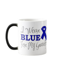I Wear Blue For My Grandpa (Blue Awareness Ribbon) Coffee Mugs