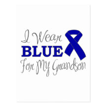 I Wear Blue For My Grandson (Blue Ribbon) Post Card