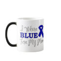 I Wear Blue For My Mum (Blue Awareness Ribbon) mugs
