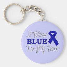 I Wear Blue For My Niece (Blue Awareness Ribbon) Key Chain