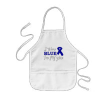I Wear Blue For My Sister (Blue Awareness Ribbon) Aprons