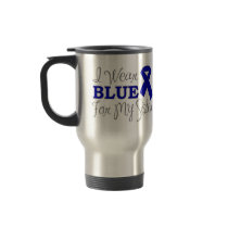 I Wear Blue For My Sister (Blue Awareness Ribbon) Mugs