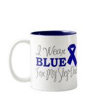I Wear Blue For My Step-Dad (Blue Ribbon) Mug
