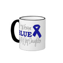 I Wear Blue For My Step-Daughter (Blue Ribbon) Mugs