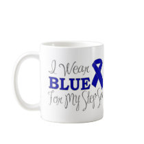 I Wear Blue For My Step-Son (Blue Ribbon) Mugs