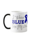 I Wear Blue For My Uncle (Blue Awareness Ribbon) mugs