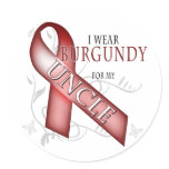 I Wear Burgundy for my Uncle Round Sticker