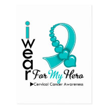 I Wear Cervical Cancer Ribbon For My Hero Postcards