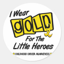 I Wear Gold For The LITTLE HEROES 8 Round Sticker