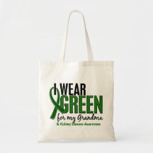 I Wear Green For My Grandma 10 Kidney Disease Tote Bag
