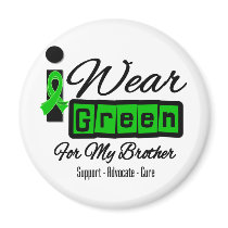 I Wear Green Ribbon (Retro) - Brother Fridge Magnets